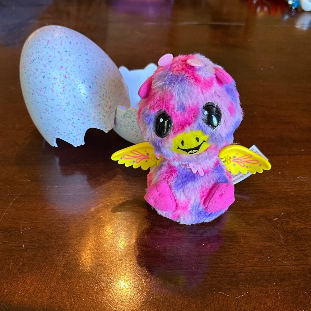 Pink and Purple Plush Pet Toy with Egg